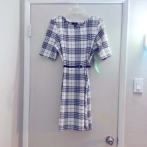 Tacera Black & White Plaid Dress Petite XL